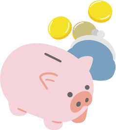 豚の貯金箱からお金が飛び出ている様子